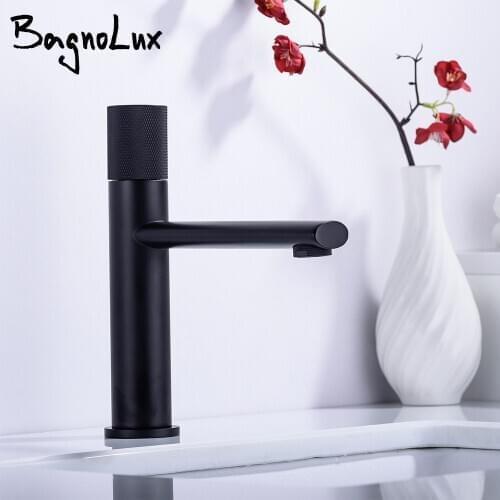 Bagnolux Brass Single Holder Hole Black Modern Deck Mounted Hot And Cold Water Mixed Type Bathroom Basin Faucet