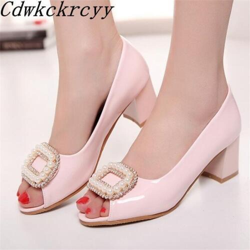 Summer New pattern fashion Fish mouth High-heeled Women sandals Pearl Rhinestone Shallow mouth Women sandals size 34-50