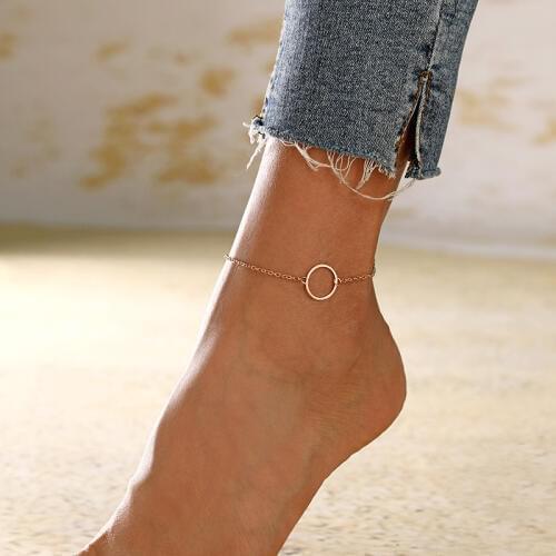 Minimalist Simple Geometric Circle Anklets Summer Beach Bracelet Ankle on The Leg for Women Foot Accessories