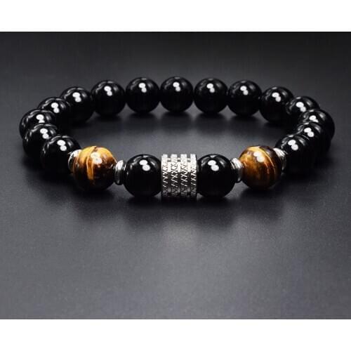 Hot Sale Handmade DIY Stainless Steel Beads Unique Tiger Eye Natural Stone Friendship Adjustable Bracelets For Women Party Gift