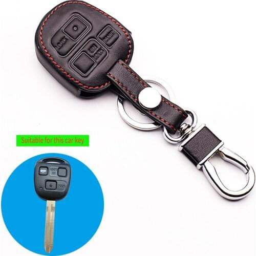 2017 High Quality 100% genuine leather car key cover for Toyota Tarago RAV4 Corolla Camry ,3 Buttons leather car remote key case