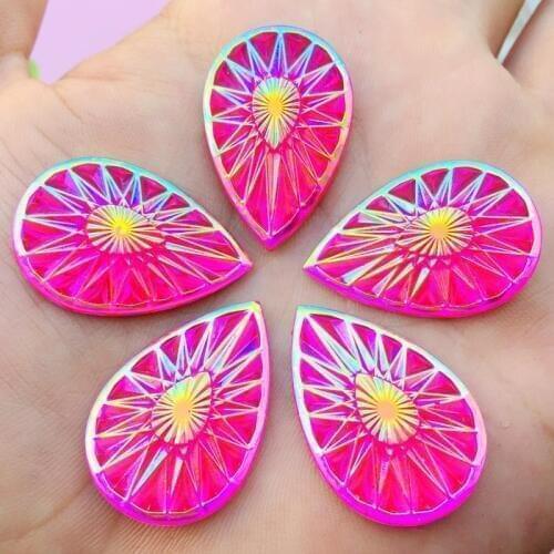 48pcs 20*30mm AB Color Drop Resin Crystal Resin Rhinestones Flat back Sewing Buttons DIY decoration -B893*4