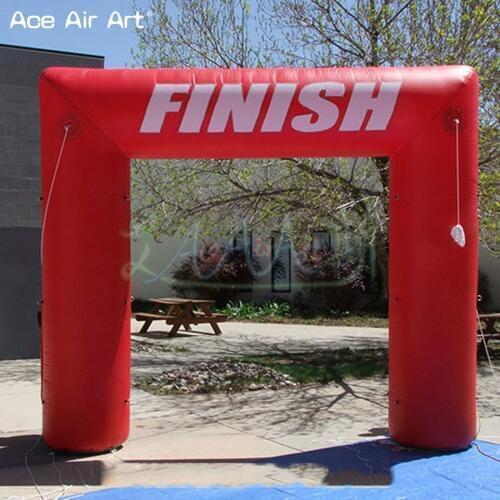 Mini red inflatable square arch with finish banner for kid event and racing
