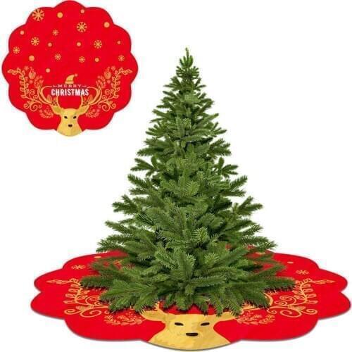 Round Snowman Santa Elk Print Christmas Tree Skirt Apron Floor Cloth Carpet Xmas Party Decor