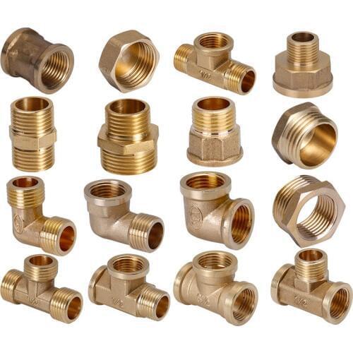 Copper 1/2" Tee Junction Joint Pipe Fitting Connector Plumbing Pipe Fittings Coupling Brass Pipe Fitting Connector Joint Adapte