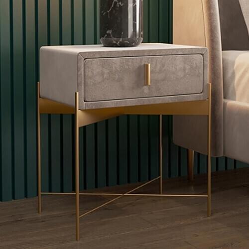 Metal Nordic Nightstand Light Luxury Simple Bedroom Fabric Night Table Storage Cabinet Cupboard Locker Drawer Desk Bedside Table