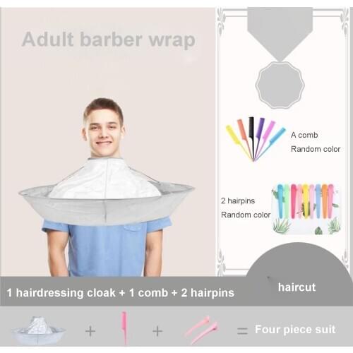 4pcs Hair Salon Accessories Cutting Set with Hairdressing Cape Cloth Comb Clip Deep Groove Storage Haircut Shears Scissor