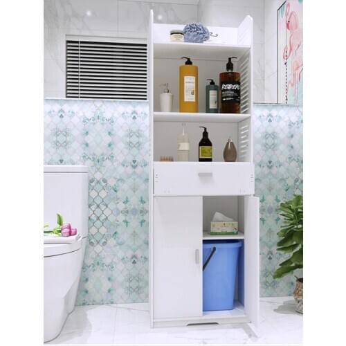 Bathroom Cabinet Floor-standing Storage Shelf Rack Toilet Home Furniture Cabinet PVC-Plastic Board Sundries Storage Racks