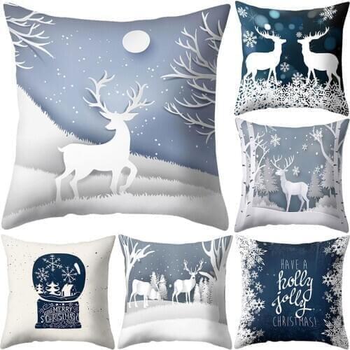 Non-Toxic Pillow Case Snowflake Christmas Tree Elk Letters Gift Pillow Case Cushion Cover Xmas Decorative Pillowcases Home Decor