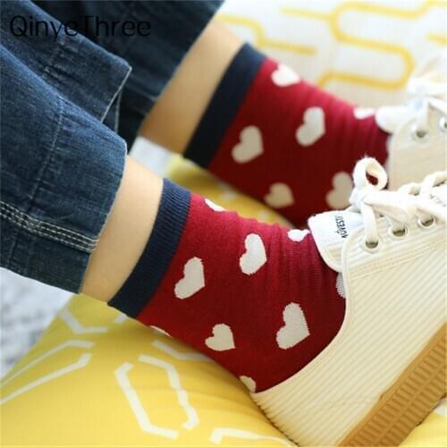 Harajuku Colorful Love Heart Patterned Socks Happy Funny Sokken Preppy Style Socks Cute Love Heart Mori Girl Style Socks