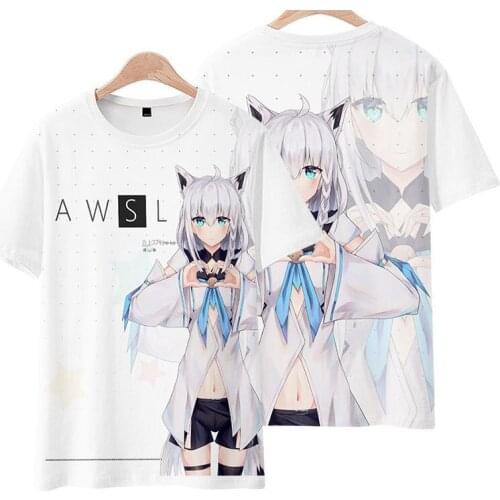 2021 new virtual beauty Shirakami Fubuki anime peripheral trend short-sleeved exquisite mens and womens T-shirt clothing