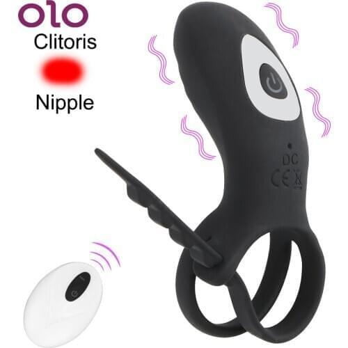 OLO 9 Modes Adjustable Strap Clitoral stimulation Sex Toys For Couples Cockring Vibrator Remote Control Delay Ejaculation
