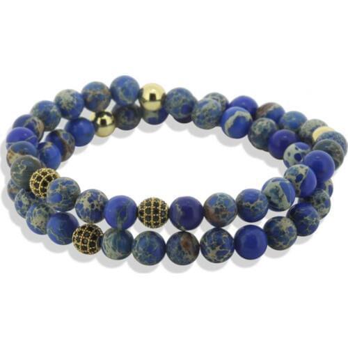 6mm Natural Stone CZ Beads Blue Black Elastic Rope Handmade Braided Bracelets For Women Men Casual Jewelry Pulseras Mujer