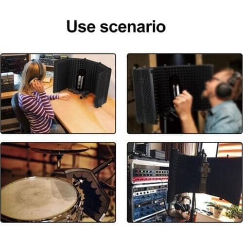 Portable Microphone Isolation Shield Adjustable Angle Foldable Cover Wind Screen 270B