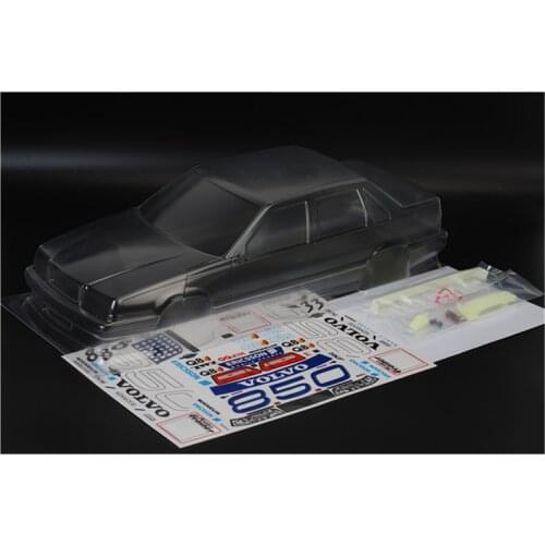 Rc Car Shell VOLVO 850 Clear Body 190mm + Stickers + 3D Tail Wing Sets For 1:10 Scale On Road Electric Cars Model