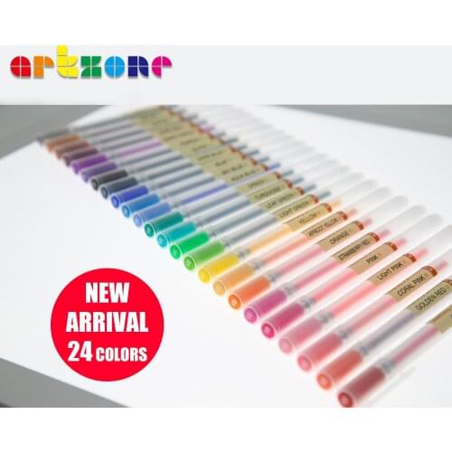 Creative 24 Pcs Gel Pen 0.5mm Colour Ink Japanese Style Marker Pens Writing Stationery School Office Supplies Gift