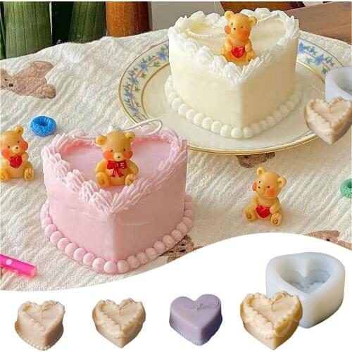Heart-shaped Home Bear Silicone Soap Candle Christmas Bread Simulation Cake Making Shape Mold Party Supplies