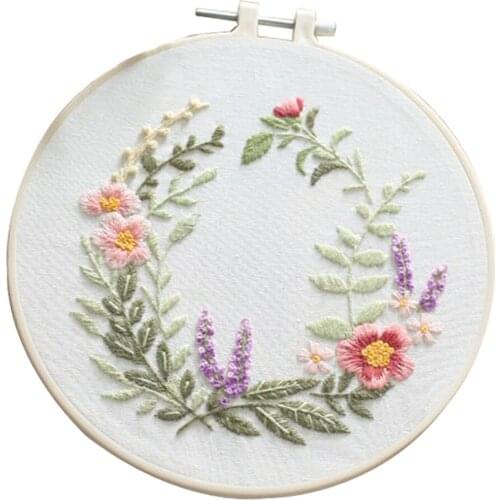 Starter Kit for Flower Embroidery Easy Cross Stitch Cloth Handstick Craft Kits