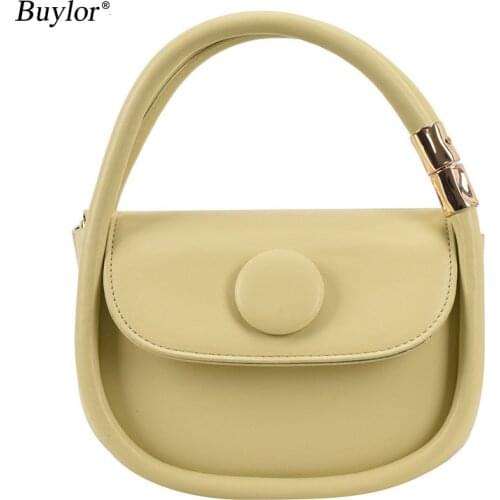 Buylor Shoulder Bag Ladies Soft Small Designer Quilted Crossbody Bags Solid Pu Leather Womens Handbag Brand