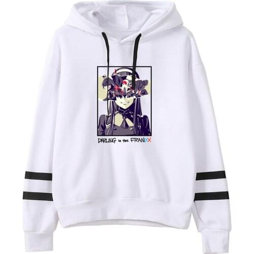 Darling In The Franxx Anime Hoodies Kawaii Zero Two Pullover Hooded Black Ring Sleeve Unisex Rope Couple Streetwear Sweatshirts