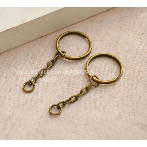 50pcs Vintage round shape Metal key ring buckles garment DIY Needlework Luggage Sewing handmade Bag purse With chain ring AU087