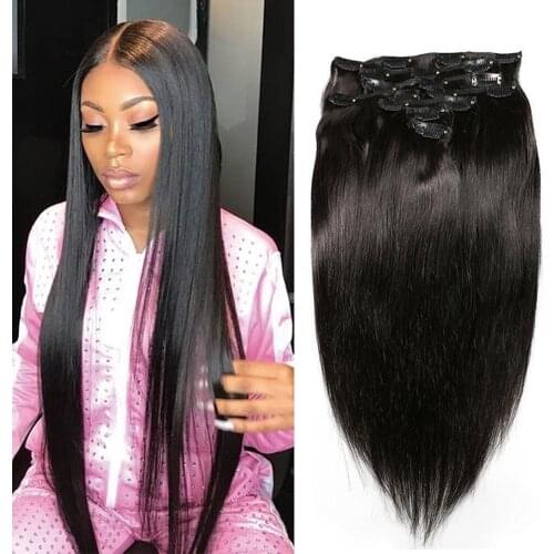 VIPBeauty Straight Clip In Human Hair Extensions 120g/set Straight Clip In Hair Extension Human Hair Remy Hair Extension clip