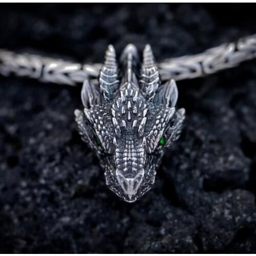 Vintage Jewelry Cool Unisex Dragon Pendant Necklace Medieval Symbolic Necklace Dragon Jewelry Charm Jewelry Pure Tin Necklace
