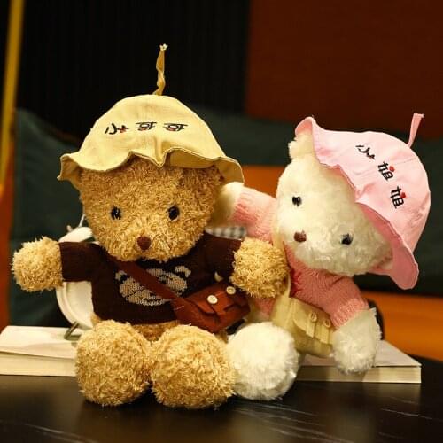 1pc 40cm Stuffed Kawaii Soft Teddy Bear Plush Toys Cute Animal Bear with Clothes & Hat Dolls Lovely Gift Pillow for Girls Couple