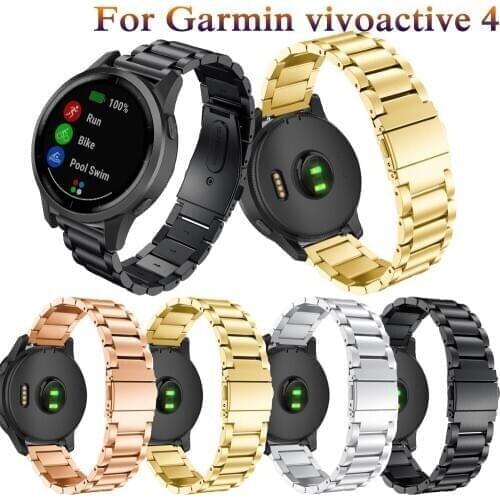 22mm Stainless Steel Bracelet sports and new fashion style Wrist Strap For Garmin vivoactive 4 Metal smart Watchbands Wrist Band