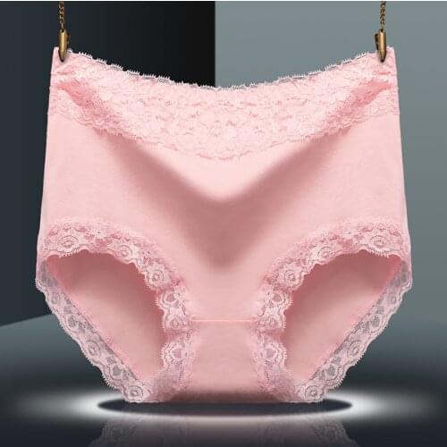 3Pcs High Waist Panties Lace-trimmed Womens Underwear Abdomen Hips Breathable Sexy Female Briefs Plus Size Womens 40-85kg
