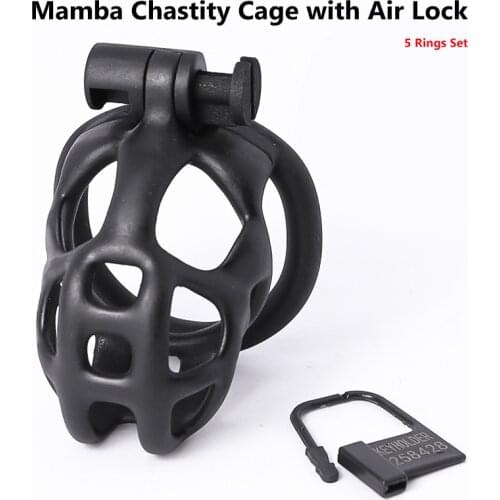 5 Penis Ring Mamba Cock Cage Set With Air Lock Male Chastity Device Kit Penis Ring Cover Cock Ring Cobra Cock Cages Lock Sex Toy