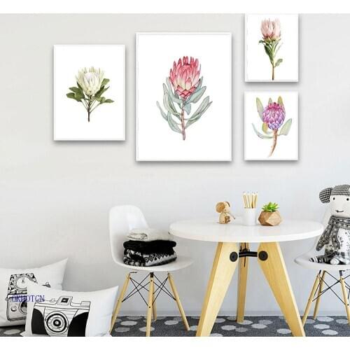 Watercolour Flower Canvas Paintings Nordic Chic Scandinavian Poster Wall Art Pictures for Living Room Modern Home Decor