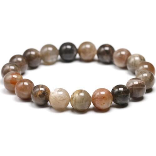 Natural Black Sunstone Beads DIY Beads Bracelets For Women Trinket Gift Elastic Cord Men Stone Bangle Man Gift Energy Jewelry
