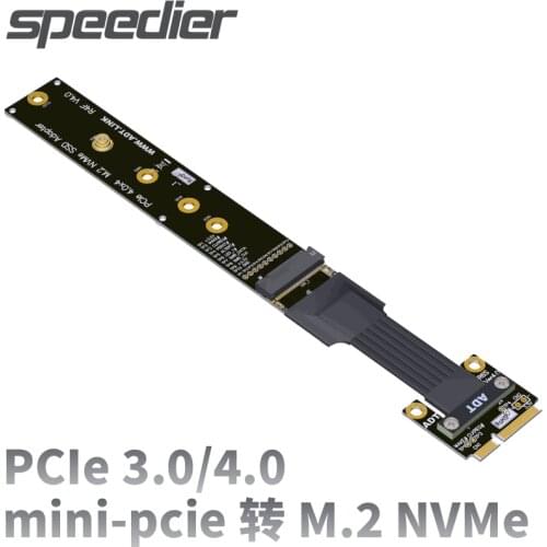 ADT Brand PCIe 4.0 Mini-PCIe Male To M.2 Key M Female Extension Cable High Speed M.2 NVMe SSD To mPCIe Ribbon Riser Card Adapter