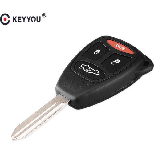 KEYYOU 4 Button Remote Car Key Case Shell For Chrysler 300 Aspen Jeep Dodge Charger Magnum Fob Auto Keys Case With Keychain