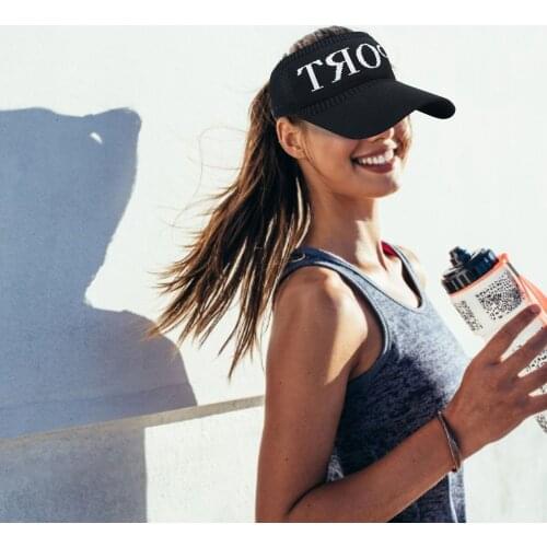 Sun Protected Womens Cool Breathable Sport Visor Hat Adjustable Golf Cap 2021 Polyester Knit Tennis Empty Top Hat