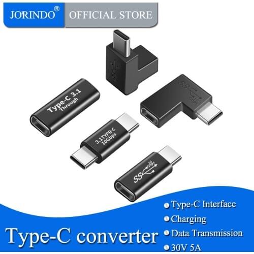 JORINDO Dual Type-C interface to mobile phone and tablet extension converter，Type-C male to female data transmission 10Gbps