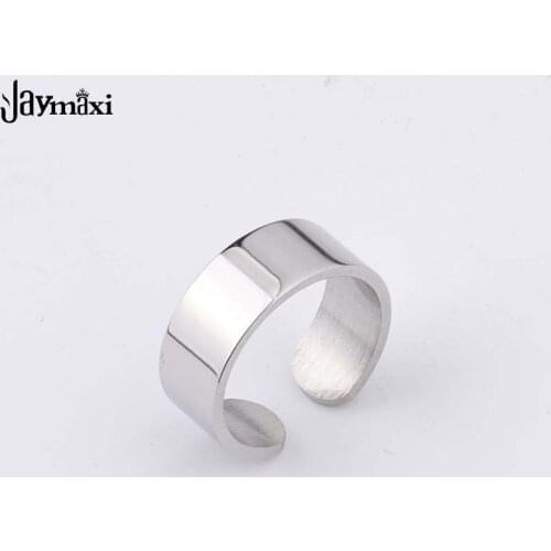 Jaymaxi Blank Stamp Opening Ring Engraved Logo Stainless Steel Men Women DIY Ring Jewelry 5PCS/LOT