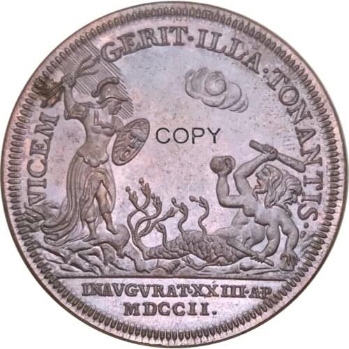 GREAT BRITAIN Queen Anne Coronation 1702 99% Red Copper Copy Coins