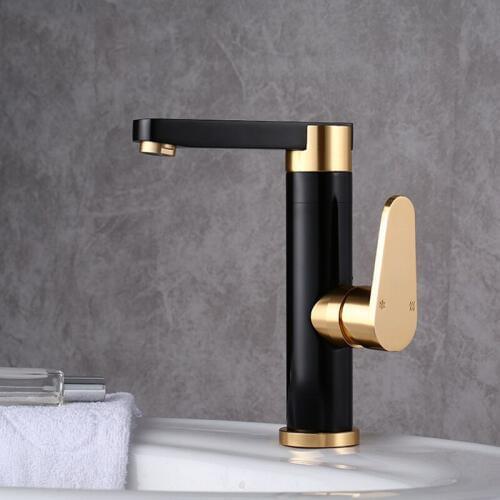 Bathroom Basin Faucet Space Aluminum Single Handle Deck Mounted Mixer Faucet Cold and Hot Water Vessel Sink Basin Tap Crane