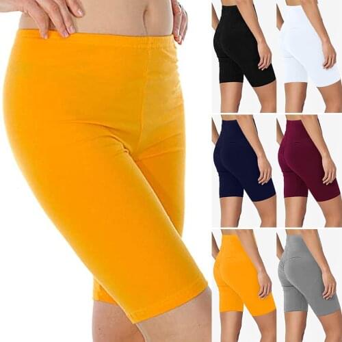 Leggings Women Sport Legings Solid Mid Thigh Stretch Cotton Span High Waist Active Short Legings Vetement Femme 2020 #T1P