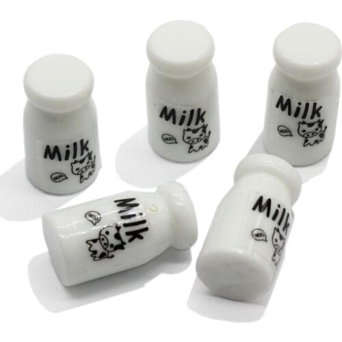 Miniature Resin 3D Milk Bottle Kawaii Resin Cabochon Fairy Garden Oranments Figurines DIY Scrapbooking Phone Decor
