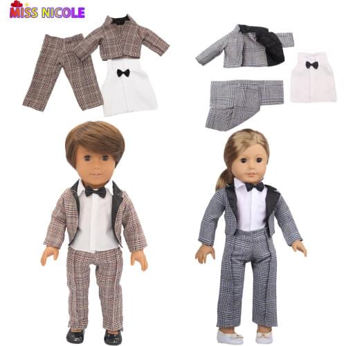 Fashion 18'' 3Pcs Coat+T-shirt+Trousers With Shoes Set Doll Outfit For 43Cm New Baby Born Toys For Our Generation Dolls