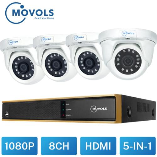 MOVOLS AI 2MP 8CH DVR H.265 Security Camera System IR Night Vision P2P CCTV Kit Waterproof Doom Security Video Surveillance Set
