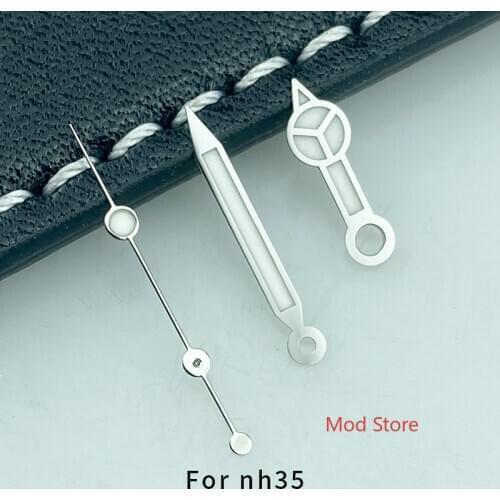Silver Watch Hands Set For NH35 NH36 Sub Style Watch For 28.5mm Dial Super Blue Lume
