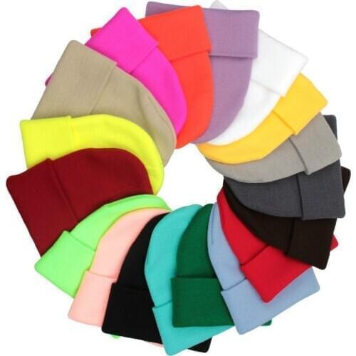Solid Unisex Beanie Winter Warm Ski Hats Wool Blends Soft Elastic Warm Knitted Cap Men Women Skull Cap Hats 24 Colors Beanies