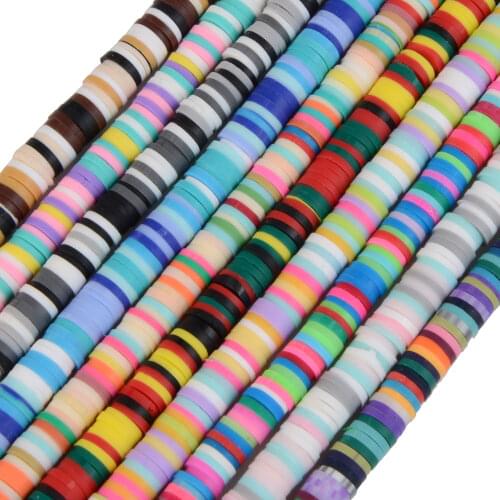 6mm Flat Round Clay Beads Polymer Mixed Colors Spacer Loose Beads For DIY Jewelry Making Findings Supplies Bracelet