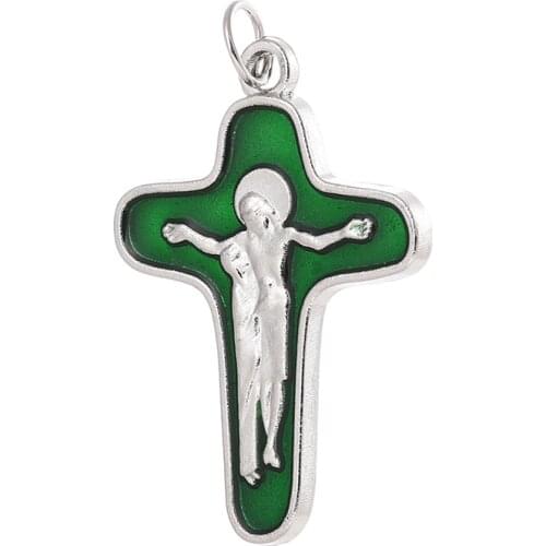 Jesus Catholic Diy Jewelry Making Accessories Cross Charms Christian Zinc Alloy Material Wholesale Pendants For Necklaces 12PC