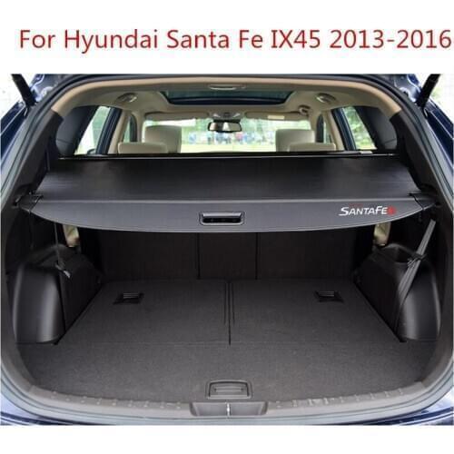 Rear Parcel Shelf Trunk Cover Material Curtain Rear Curtain Retractable Spacer Rear Racks For Hyundai Santa Fe IX45 2013-2016