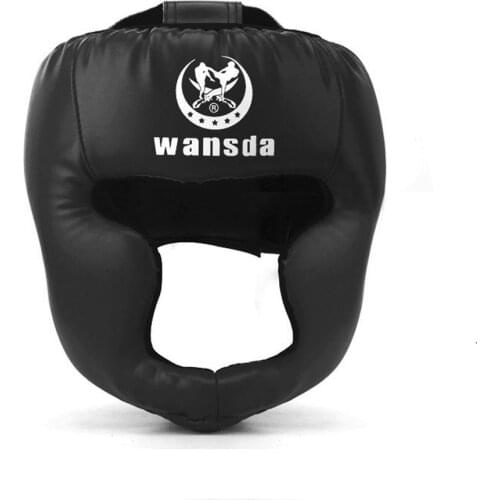 Full-Covered Boxing Helmet Muay Thai PU Leather Training Sparring Boxing Headgear Gym Equipment Taekwondo Head Guard